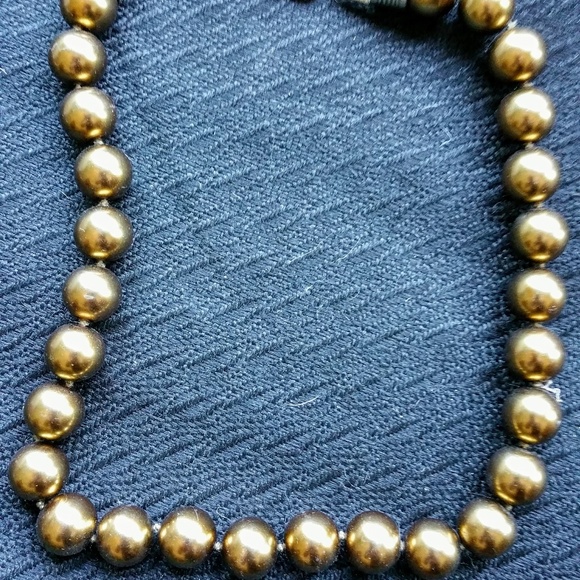 Kissaka Bronze Glass Pearls Necklace 6l 